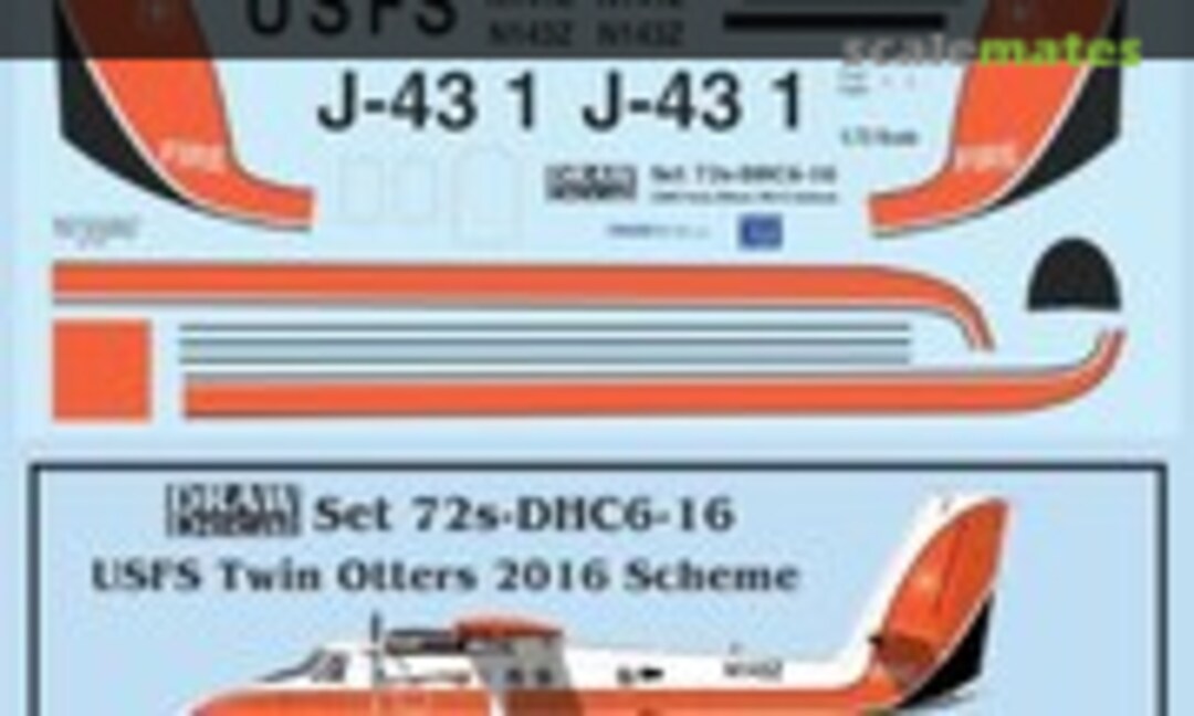 1:72 USFS Twin Otters 2016 Scheme (Draw Decal 72-DHC6-16) 72-DHC6-16