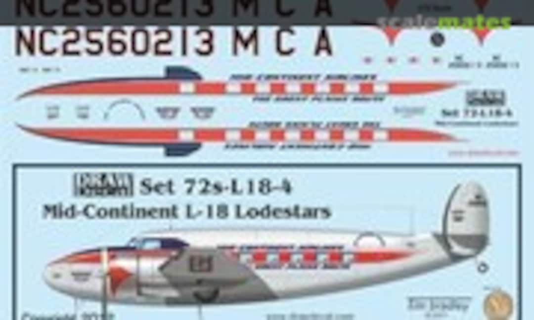 1:72 Mid-Continent Airlines L-18 Lodestars (Draw Decal 72-L18-4) 72-L18-4