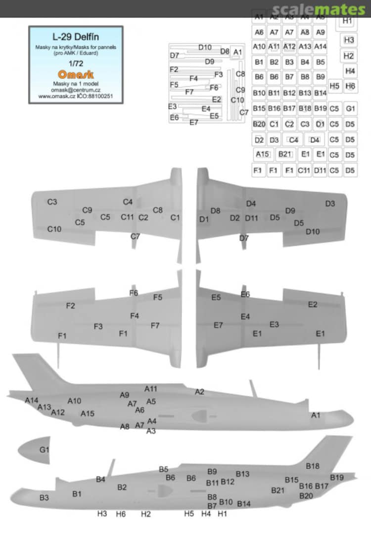 Boxart L-29 Delfín masks for panels 17007 Omask