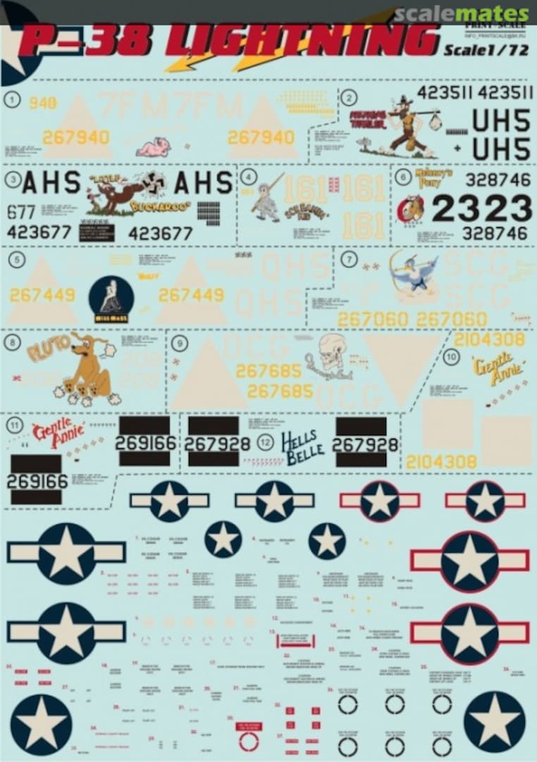 Boxart Lockheed P-38 Lightning Decals 72-016 Print Scale Boxart Lockheed P-38 Lightning Decals 72-016 Print Scale