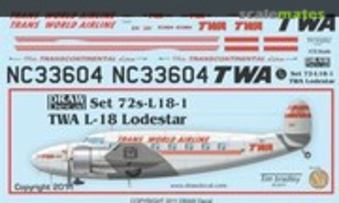 1:72 TWA L-18 Lodestar (Draw Decal 72-L18-1) 72-L18-1