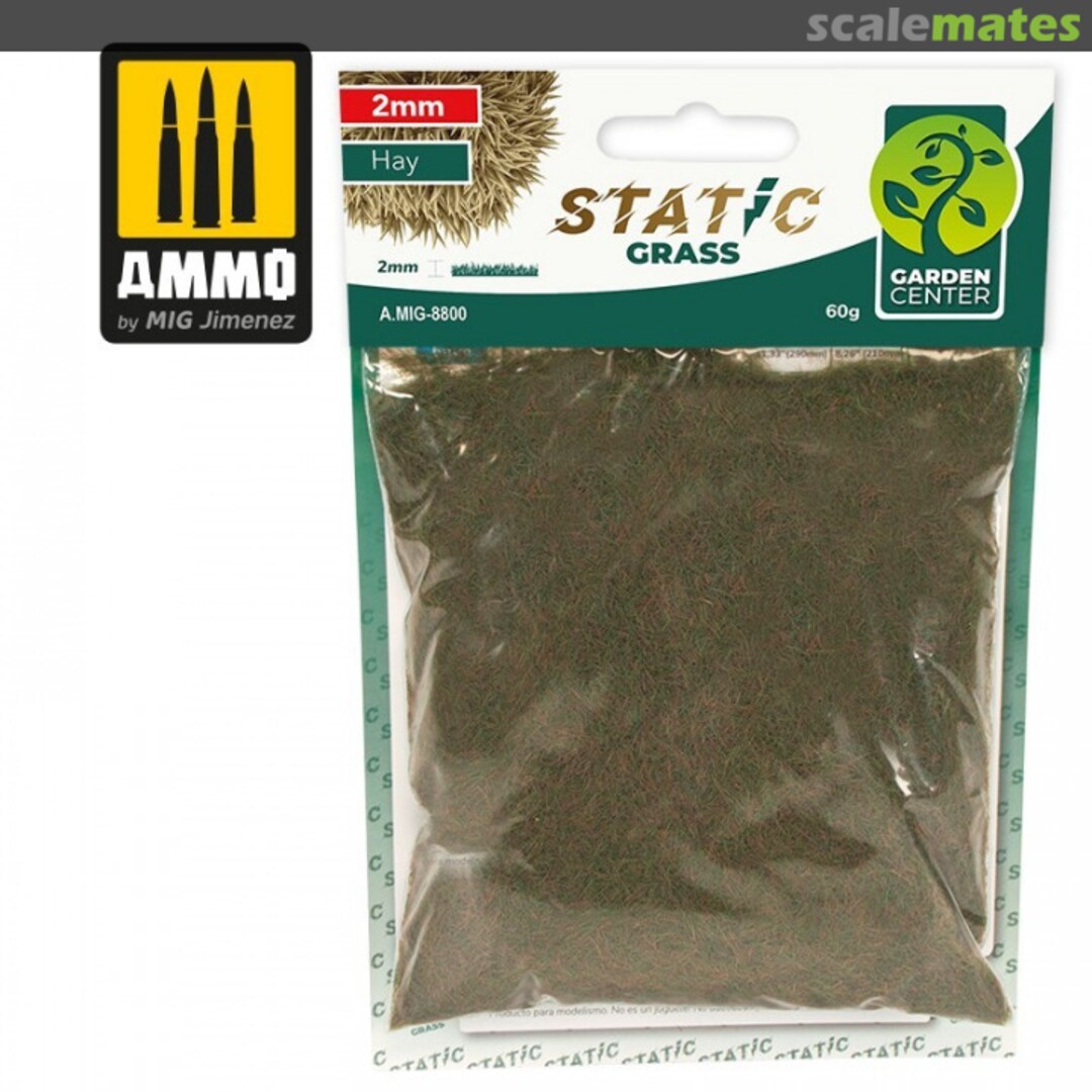 Boxart Static Grass - Hay - 2mm - 60gr. A.MIG-8800 Ammo by Mig Jimenez