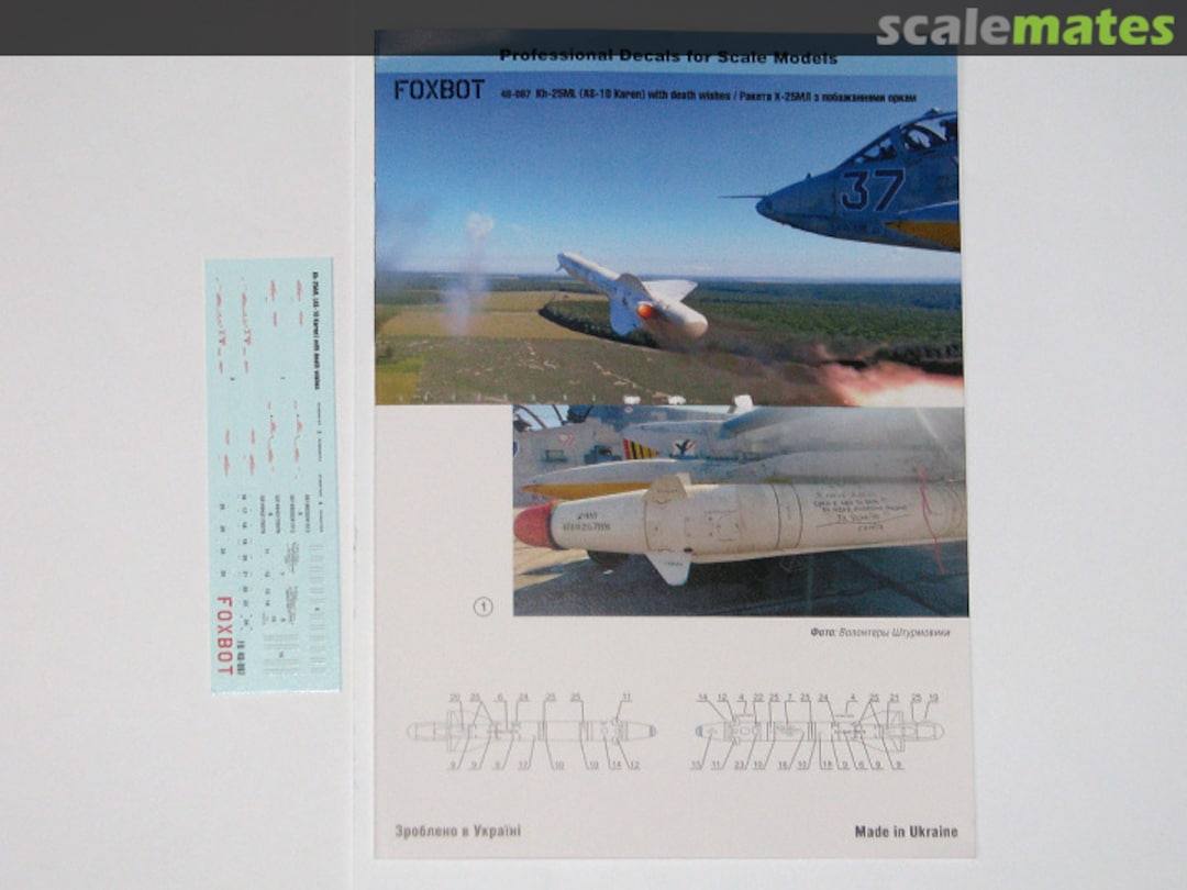 Boxart Missile Kh-25ML (AS-10 Karen) with death wishes 48-087 Foxbot Boxart Missile Kh-25ML (AS-10 Karen) with death wishes 48-087 Foxbot