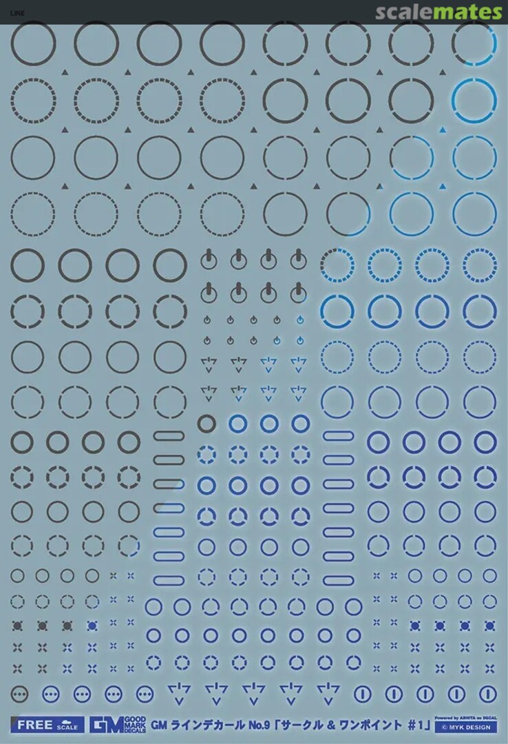 Boxart GM Line Decal No.9 Circle & One Point #1 White & Neon Blue GM-855 MYK Design Boxart GM Line Decal No.9 Circle & One Point #1 White & Neon Blue GM-855 MYK Design