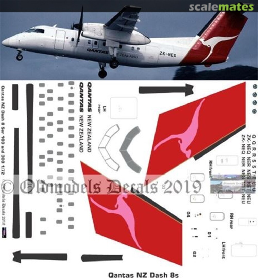 Boxart Dash8-100/300 Qantas NZ OMD0248 Oldmodels Decals