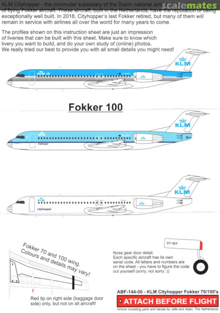 Boxart Fokker F70/F100 KLM Cityhopper ABF-144-07 Attach Before Flight