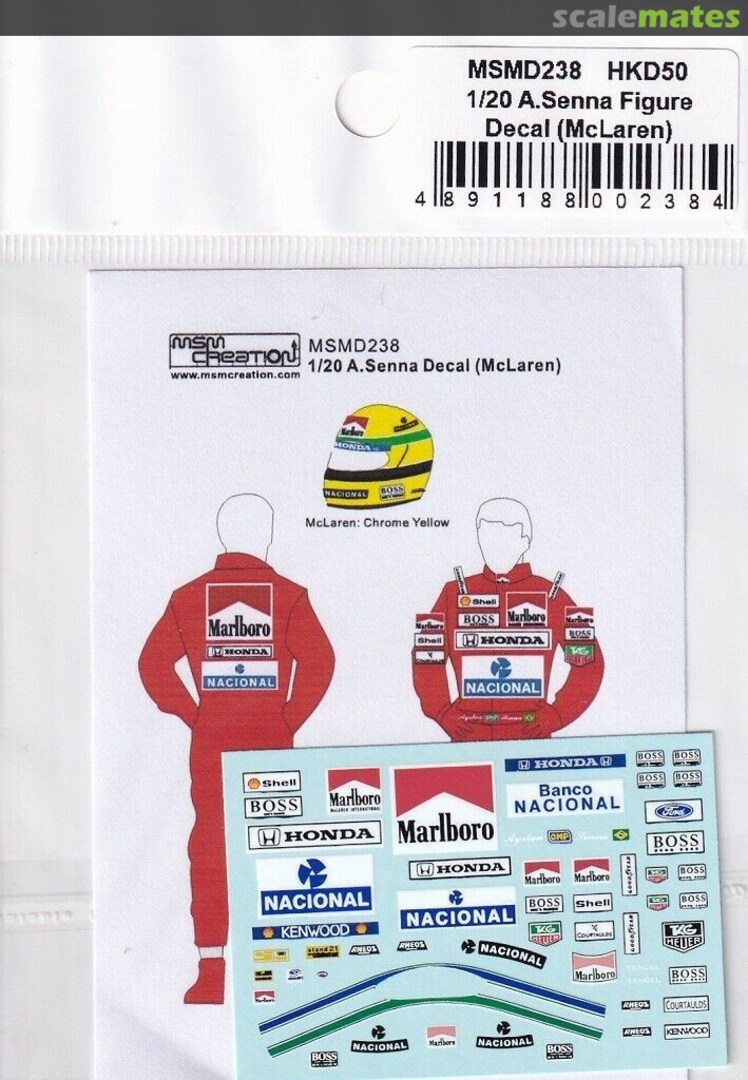Boxart A. Senna Figure Decal (Mclaren) MSMD238 MSM Creation Boxart A. Senna Figure Decal (Mclaren) MSMD238 MSM Creation