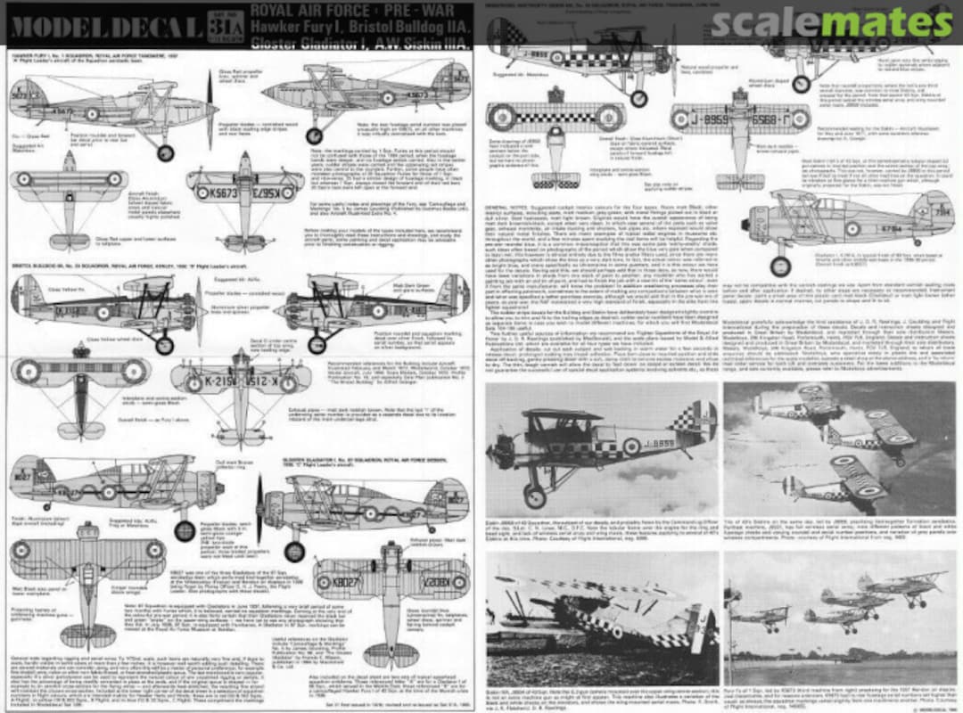 Contents Interwar RAF: Bulldog IIA, Hawker Fury I, Siskin IIIA 31A Modeldecal Contents Interwar RAF: Bulldog IIA, Hawker Fury I, Siskin IIIA 31A Modeldecal