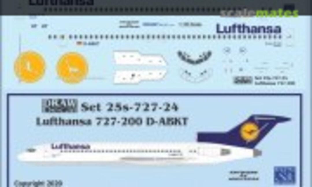1:125 Lufthansa Late Scheme 727-200 (Draw Decal 25-727-24) 25-727-24