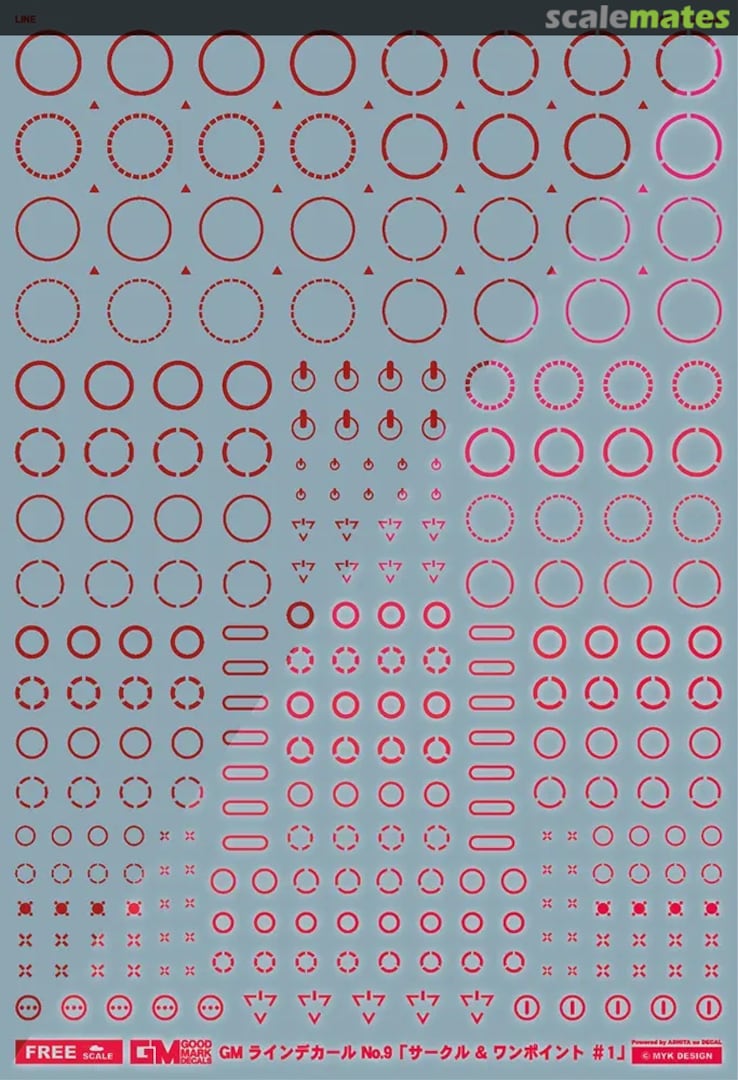 Boxart GM Line Decal No.9 Circle & One Point #1 Red & Neon Red GM-856 MYK Design Boxart GM Line Decal No.9 Circle & One Point #1 Red & Neon Red GM-856 MYK Design