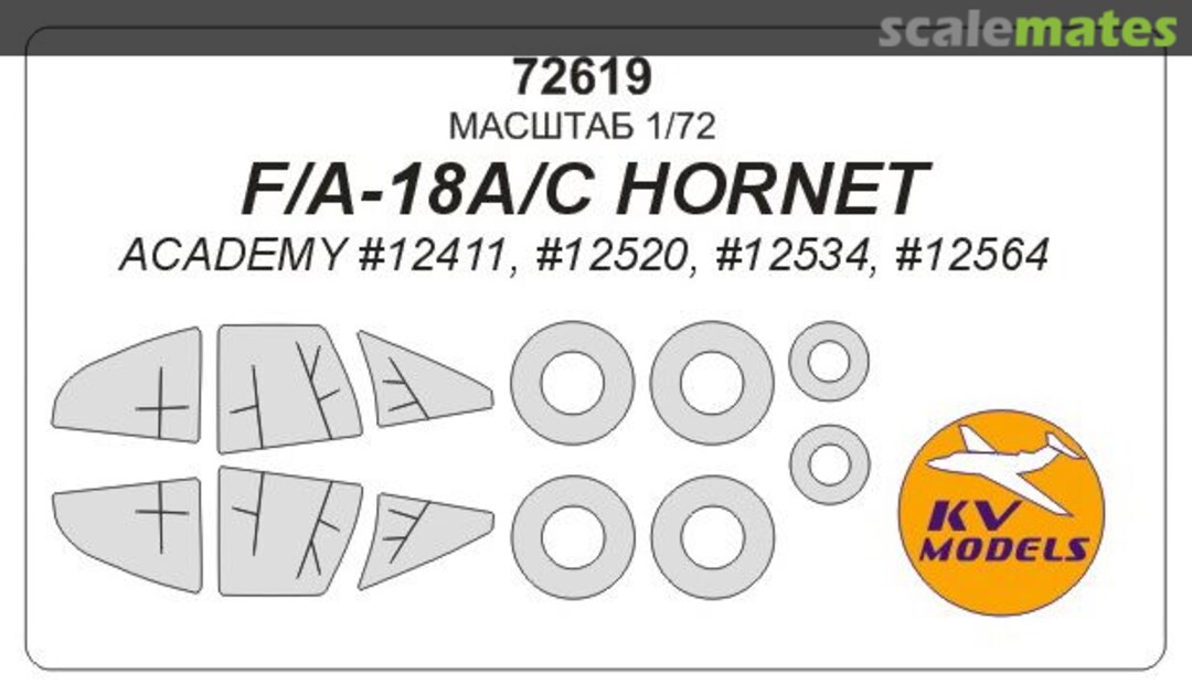 Boxart F/A-18A/C Hornet masks + disks and wheels 72619 KV Models Boxart F/A-18A/C Hornet masks + disks and wheels 72619 KV Models