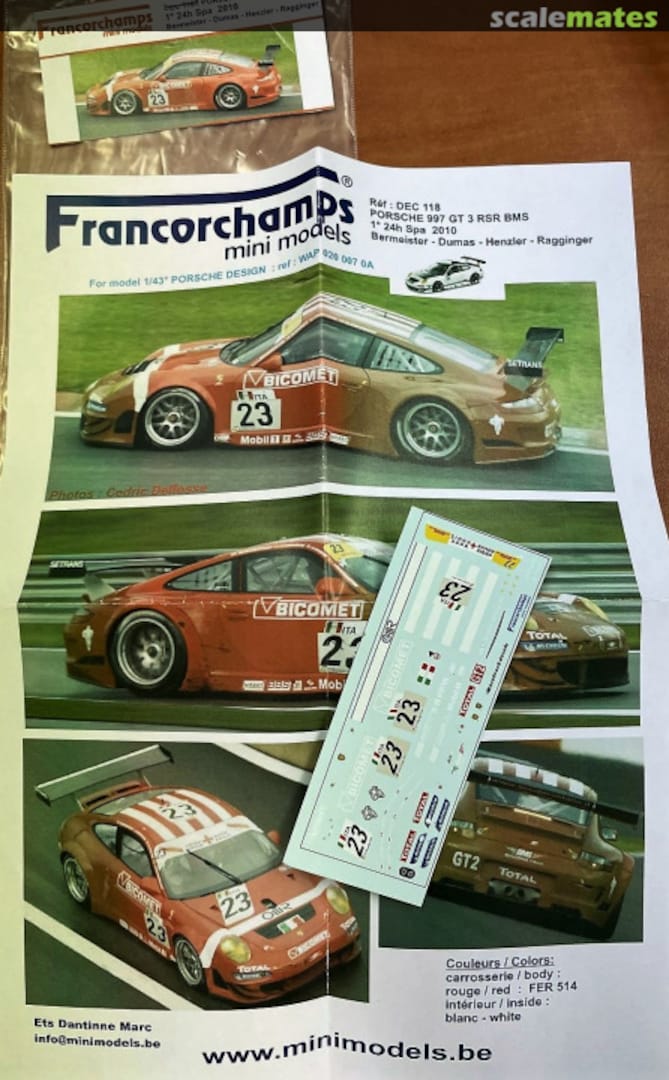 Boxart Porsche 997 GT3 RSR "BICOMET" DEC118 Francorchamps Mini Models Boxart Porsche 997 GT3 RSR "BICOMET" DEC118 Francorchamps Mini Models