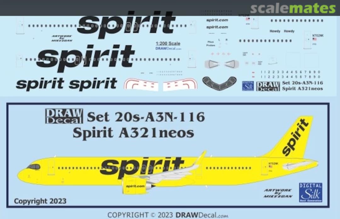 Boxart Spirit A321neo 20-A3N-116 Draw Decal Boxart Spirit A321neo 20-A3N-116 Draw Decal