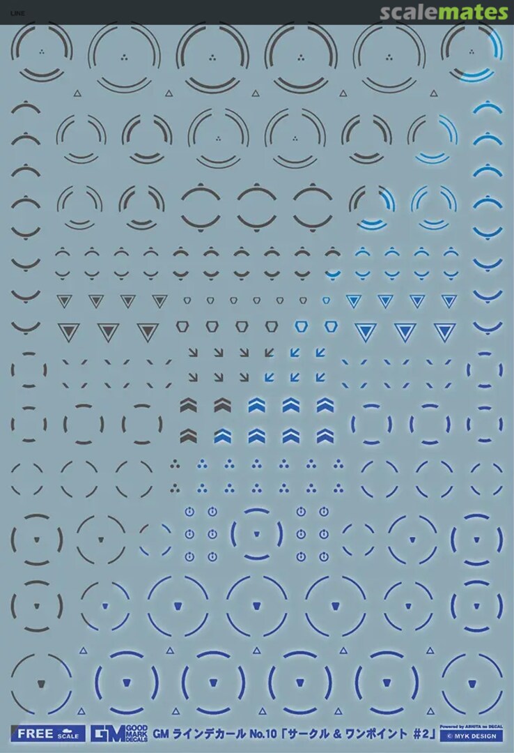 Boxart GM Line Decal No.10 Circle & One Point #2 Dark Gray & Neon Blue GM-857 MYK Design