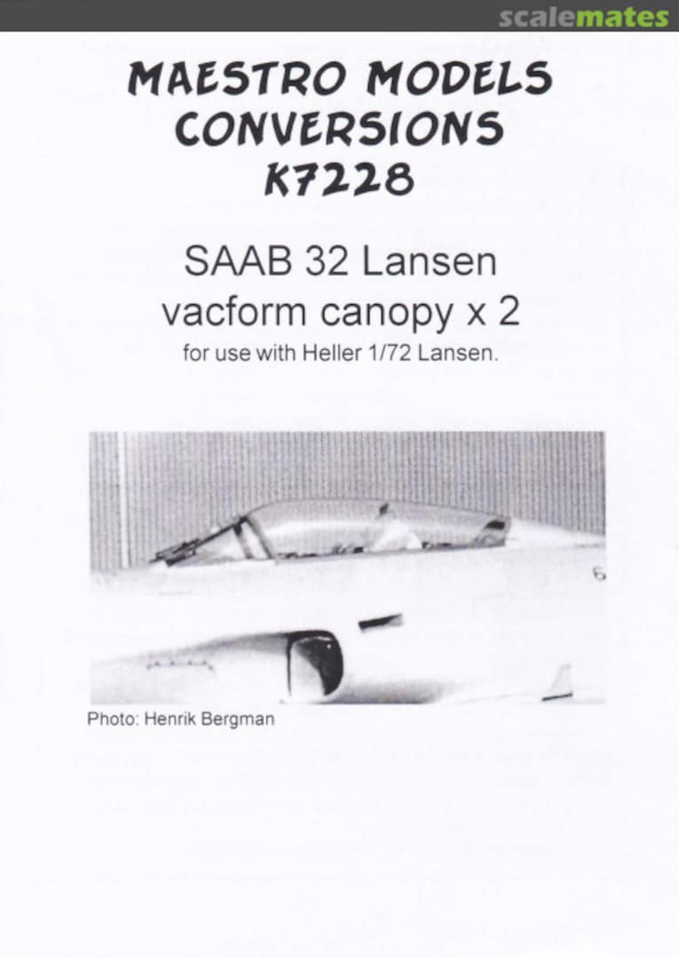 Boxart SAAB 32 Lansen vacform canopy x 2 MMK7228 Maestro Models Boxart SAAB 32 Lansen vacform canopy x 2 MMK7228 Maestro Models