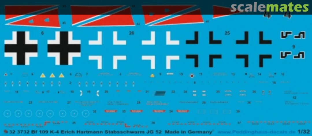 Boxart Bf 109 K-4 Erich Hartmann, Stabsschwarm JG 52 1944 32 3732 Peddinghaus-Decals Boxart Bf 109 K-4 Erich Hartmann, Stabsschwarm JG 52 1944 32 3732 Peddinghaus-Decals