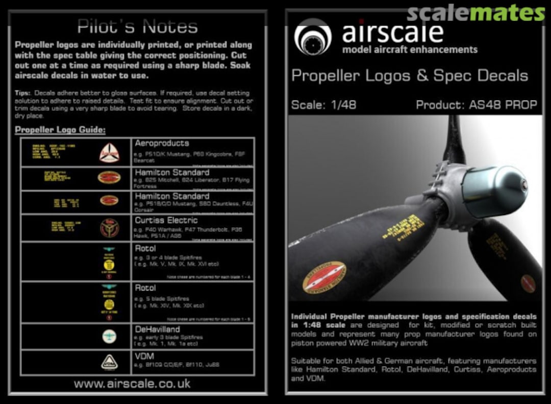 Boxart Propeller Logos & Spec Decals AS48 PROP Airscale Boxart Propeller Logos & Spec Decals AS48 PROP Airscale