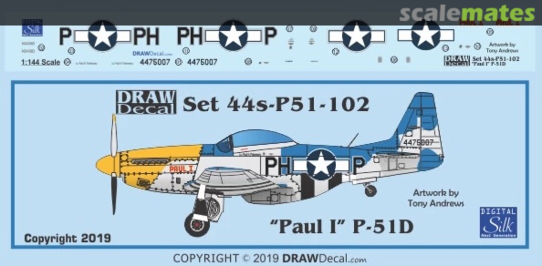 Boxart “Paul I” P-51D 44-P51-102 Draw Decal Boxart “Paul I” P-51D 44-P51-102 Draw Decal