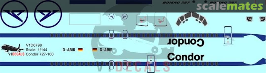 Boxart Condor Boeing 727-100 V1D0798-144 V1 Decals Boxart Condor Boeing 727-100 V1D0798-144 V1 Decals