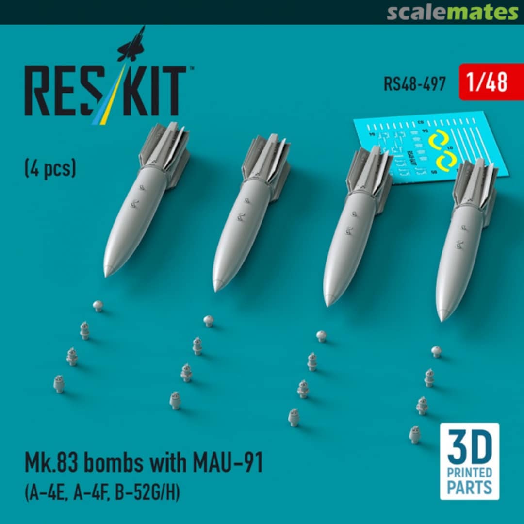 Boxart Mk.83 bombs with MAU-91 (4 pcs) (3D printed) RS48-0497 ResKit Boxart Mk.83 bombs with MAU-91 (4 pcs) (3D printed) RS48-0497 ResKit