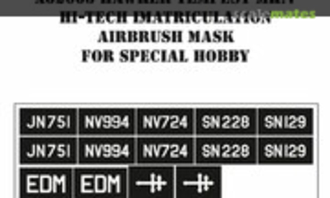 1:32 Hawker Tempest Mk.V Hi-Tech imatriculation airbrush mask (MH Models X32003) X32003