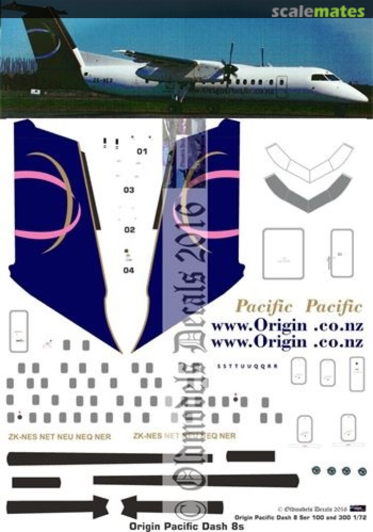 Boxart Dash8-100/300 Origin Pacific OMD0252 Oldmodels Decals