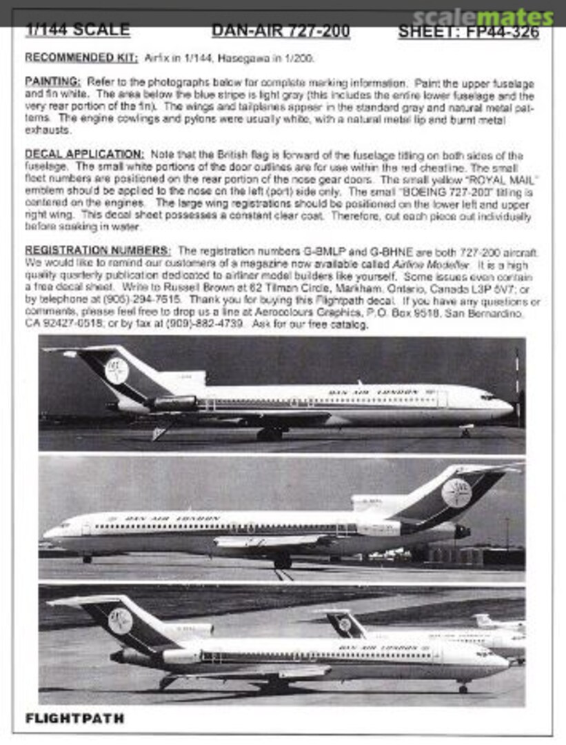Boxart Dan-Air London 727-200 FP44-326 Flightpath Decals Boxart Dan-Air London 727-200 FP44-326 Flightpath Decals