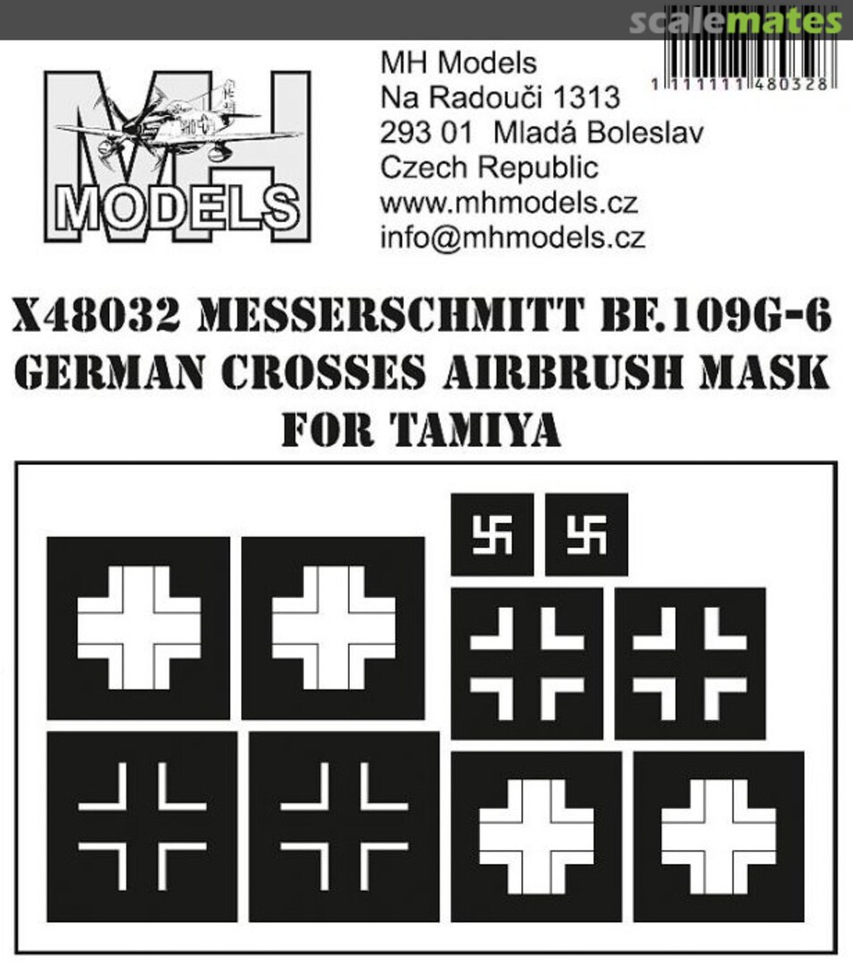 Boxart Messerschmitt Bf.109G-6 German Crosses Airbrush Mask X48032 MH Models Boxart Messerschmitt Bf.109G-6 German Crosses Airbrush Mask X48032 MH Models