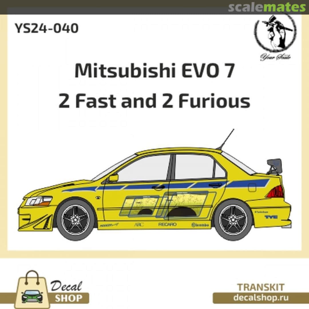 Boxart Mitsubishi Lancer EVO VII , 2 Fast and 2 Furious YS24-040 Decal Shop