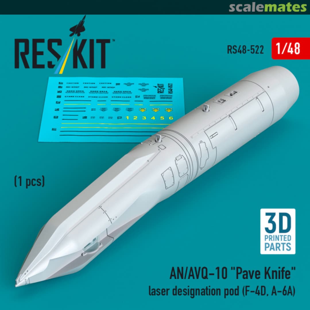 Boxart AN/AVQ-10 Pave Knife laser designation pod (1 pcs) (F-4D, A-6A) (3D Printed) RS48-0522 ResKit Boxart AN/AVQ-10 Pave Knife laser designation pod (1 pcs) (F-4D, A-6A) (3D Printed) RS48-0522 ResKit
