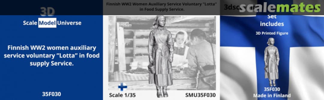 Boxart Finnish WW2 women auxiliary service voluntary ”Lotta” in food supply Service SMU35F030 3D Scale Model Universe Boxart Finnish WW2 women auxiliary service voluntary ”Lotta” in food supply Service SMU35F030 3D Scale Model Universe