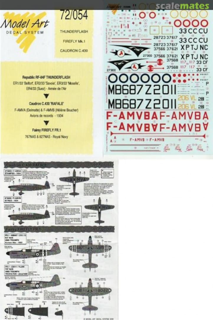 Contents Thunderflash - Firefly Mk.1 - Caudron C.430 72/054 Model Art Decal System