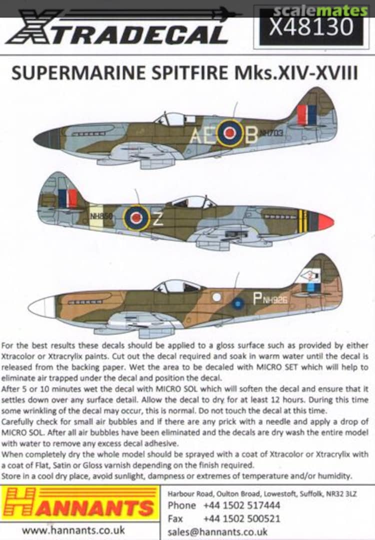 Boxart Supermarine Spitfires Mks.XIV-XVIII X48130 Xtradecal Boxart Supermarine Spitfires Mks.XIV-XVIII X48130 Xtradecal