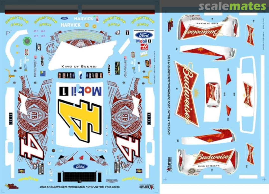 Boxart 2023 Ford Mustang #4 Budweiser Throwback 173-2304A+B JWTBM Boxart 2023 Ford Mustang #4 Budweiser Throwback 173-2304A+B JWTBM