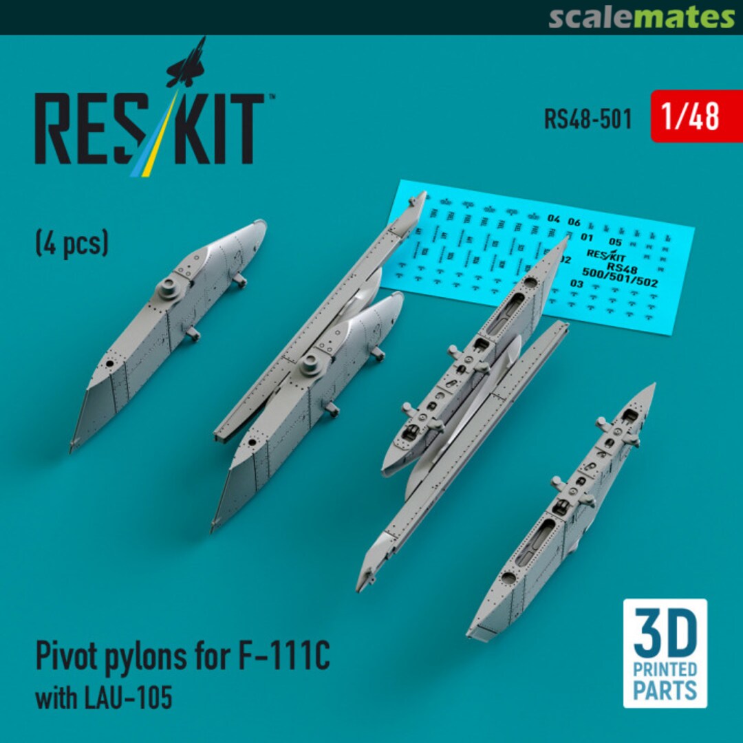 Boxart Pivot pylons for F-111C with LAU-105 (4 pcs) (3D Printed) RS48-0501 ResKit Boxart Pivot pylons for F-111C with LAU-105 (4 pcs) (3D Printed) RS48-0501 ResKit