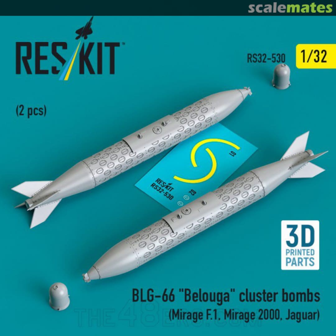 Boxart BLG-66 Belouga cluster bombs (2 pcs) (Mirage F.1, Mirage 2000, Jaguar) (3D Printed) RS32-0530 ResKit Boxart BLG-66 Belouga cluster bombs (2 pcs) (Mirage F.1, Mirage 2000, Jaguar) (3D Printed) RS32-0530 ResKit