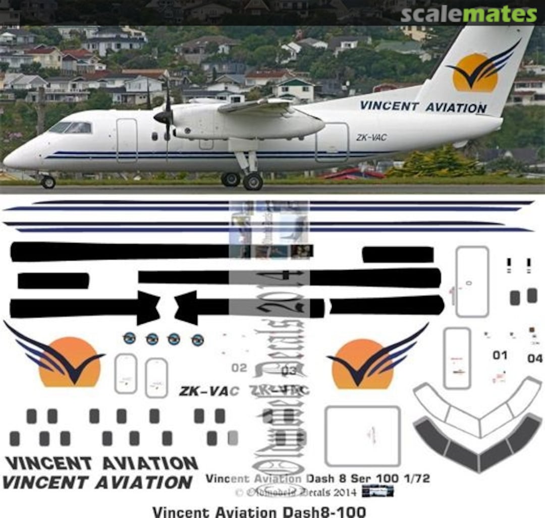 Boxart Dash8-100 Vincent Aviation OMD0333 Oldmodels Decals