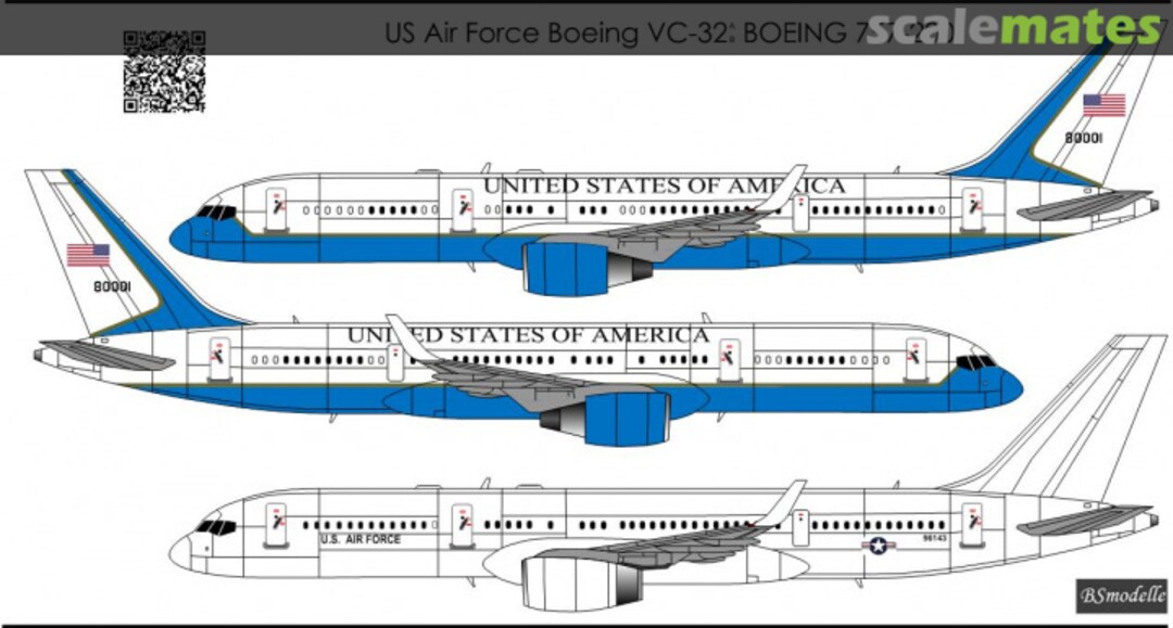 Boxart Boeing VC-32 757-200 US Air Force 1\144 decal BSM144569 BSmodelle