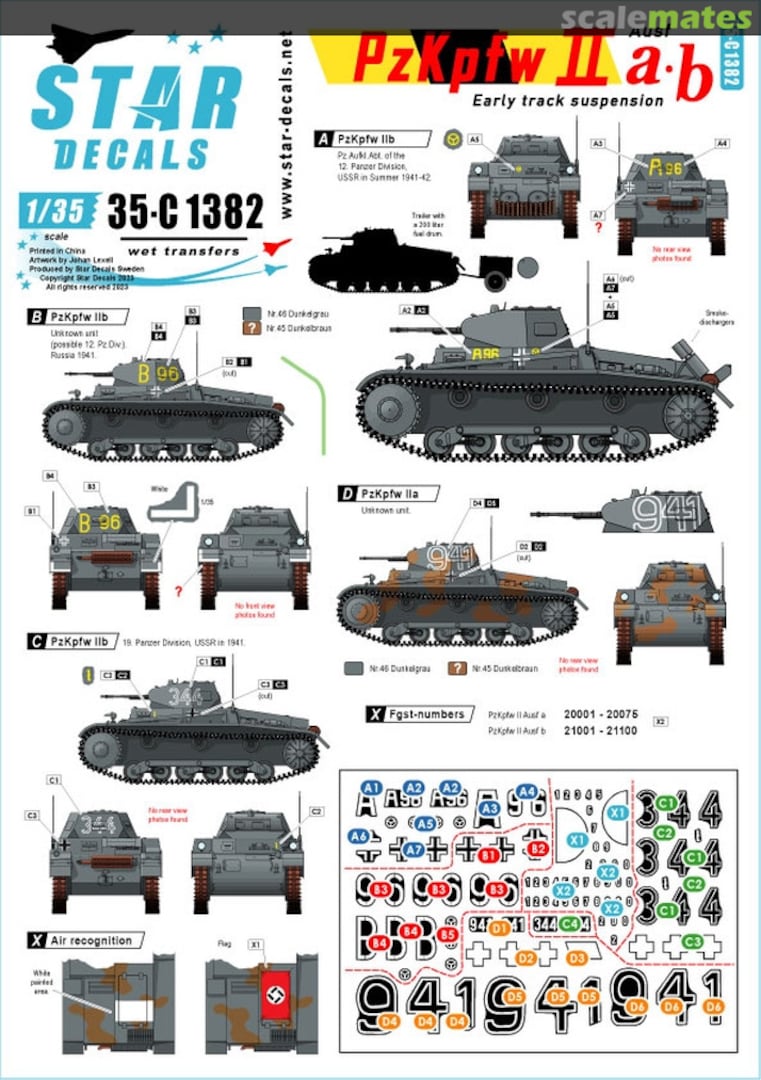 Boxart PzKpfw II Ausf a / b 35-C1382 Star Decals Boxart PzKpfw II Ausf a / b 35-C1382 Star Decals