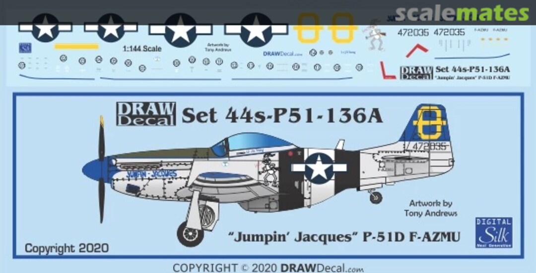 Boxart “Jumpin’ Jacques” P-51D F-AZMU 44-P51-136A Draw Decal