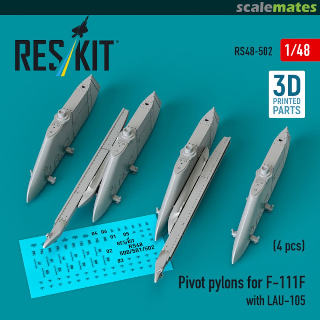 Boxart Pivot pylons for F-111F with LAU-105 (4 pcs) (3D Printed) RS48-0502 ResKit Boxart Pivot pylons for F-111F with LAU-105 (4 pcs) (3D Printed) RS48-0502 ResKit