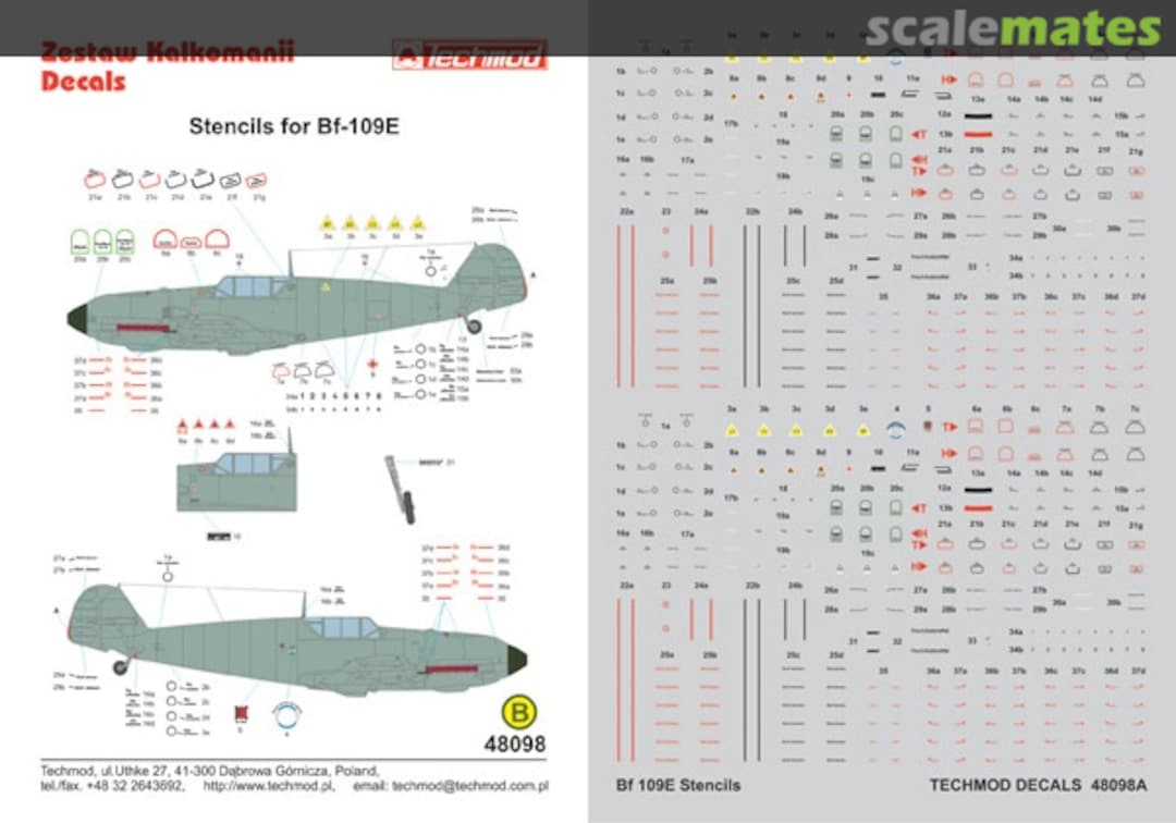 Boxart Stencils for Bf-109E 48098 Techmod Boxart Stencils for Bf-109E 48098 Techmod