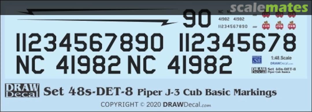 Boxart Piper J-3 Cub Basic Markings 48-DET-08 Draw Decal Boxart Piper J-3 Cub Basic Markings 48-DET-08 Draw Decal