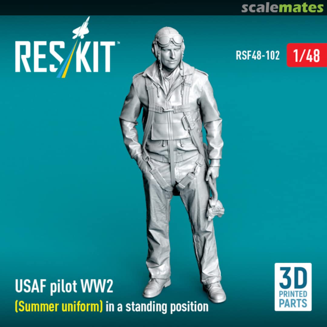 Boxart USAF pilot WW2 (Summer uniform) in a standing position (3D Printed) RSF48-0102 ResKit Boxart USAF pilot WW2 (Summer uniform) in a standing position (3D Printed) RSF48-0102 ResKit
