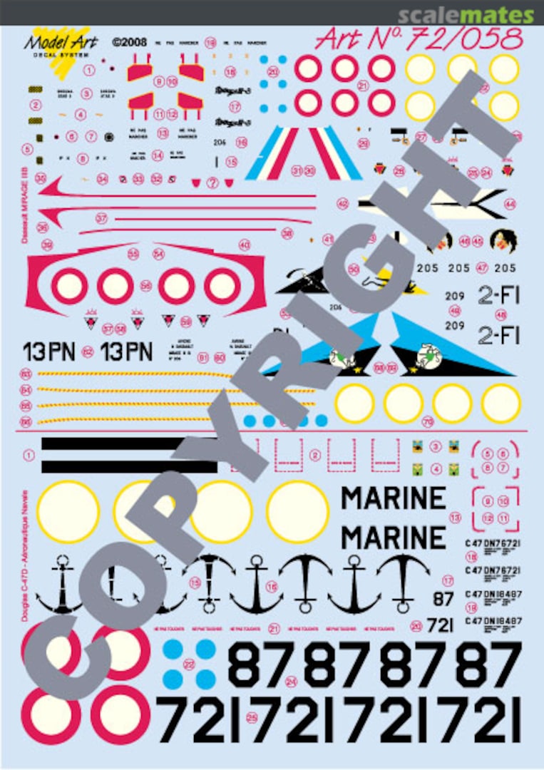 Contents Dassault Mirage IIIB / Douglas C-47D 72/058 Model Art Decal System Contents Dassault Mirage IIIB / Douglas C-47D 72/058 Model Art Decal System