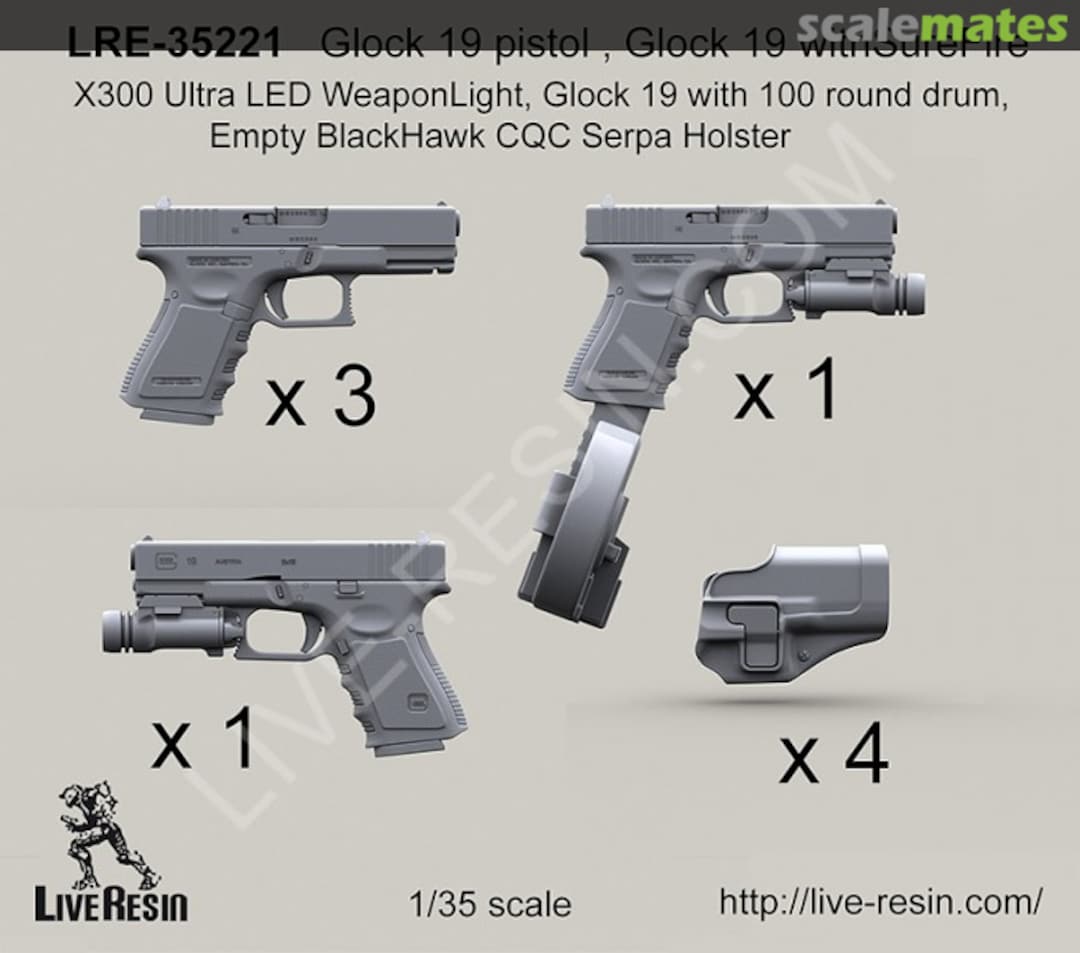 Boxart Glock 19 Pistol & Glock 19 w/SureFire X300 Ultra LED Weapon Light LRE-35221 Live Resin