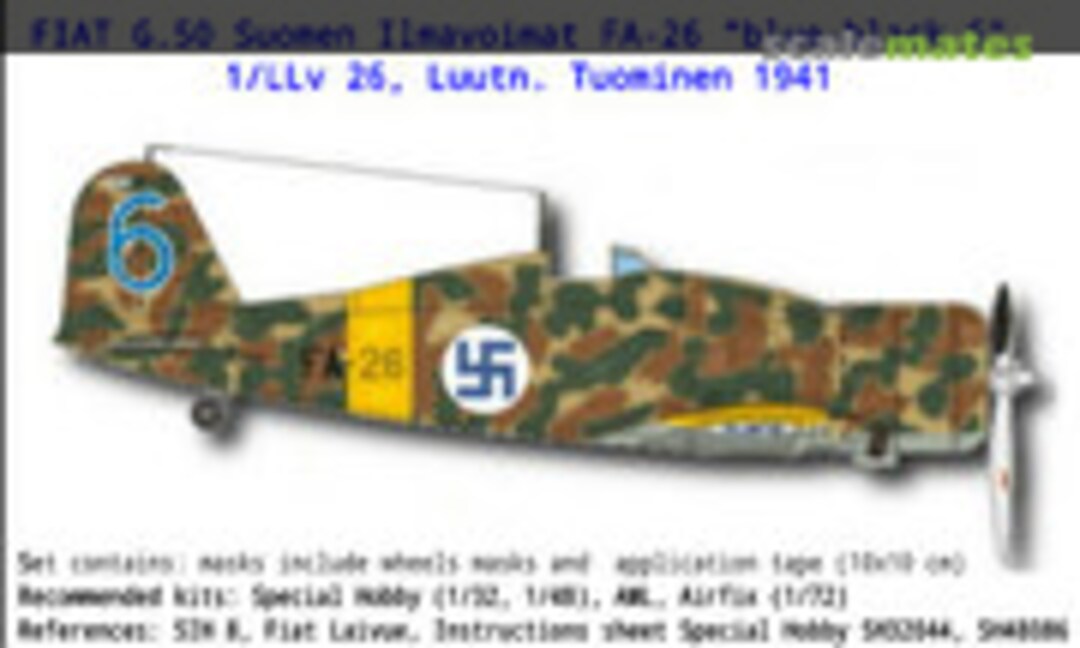 1:72 FIAT G.50 Suomen Ilmavoimat FA-26 "blue-black 6" (AIRDESIGN.SK MAR72003) MAR72003