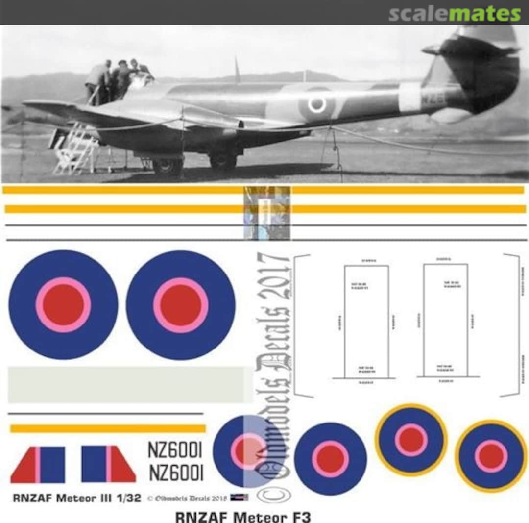 Boxart RNZAF Meteor F3 OMD0859B Oldmodels Decals