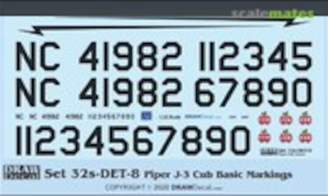 1:32 Piper J-3 Cub Basic Markings (Draw Decal 32-DET-08) 32-DET-08