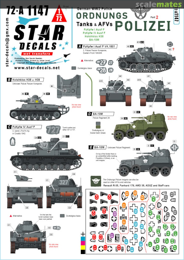 Boxart Tanks and Armoured Cars. Anti Partisan and Security service. 72-A1147 Star Decals Boxart Tanks and Armoured Cars. Anti Partisan and Security service. 72-A1147 Star Decals